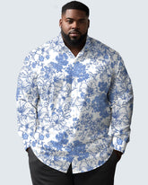 All-match Mystery Garden Long-sleeved Lapel Shirt Men's Big and Tall
